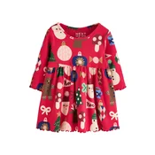 Next Obleka Christmas kremna/temno rjava/jelka/temno rdeča