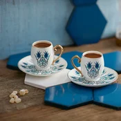 Karaca Set šolja sa tacnicama za espreso i tursku kafu Iznik, 2 komada