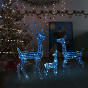 Akrilna ukrasna božicna obitelj sobova 300 LED plava