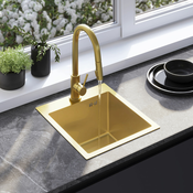 Jekleno pomivalno korito Leo 40 BRUSH GOLD