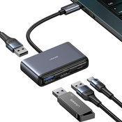 USAMS USAMS ADAPTER HUB 4IN1 2XUSB 2.0/USB 3.0/USB-C SIVA ZA PRENOSNIK IN RAČUNALNIK, (21980873)