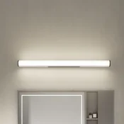 Lindby LED stenska svetilka Kirka, črna, kovinska, IP44, 90cm, CCT - Kopalnica - Sodobni - črna, bela - Kovina