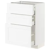 METOD / MAXIMERA Podni element s 3 fioke, bela Enköping/bela im. drveta, 60x37 cm