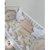 Bubamara037 Set za krevetac sa ogradicom od pletenica, sa lastišom, Krem-Beli