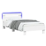Vidaxl Posteljni okvir z LED Bela 80 x 200 cm Inženirski les