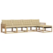 Set vanjskih sofa s jastukom 5 pcs Bijela i bež