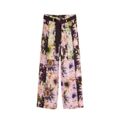 Desigual Hlače travnato zelena / rosé / črna