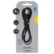 BLAVEC Candy pleteni kabel USB na tip C PD 60W 3A 1m Apple CarPlay/Android Auto CCA-UC3B10 črne barve