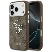 Guess GUESS ovitek za IPHONE 17 Pro GUHCP17LP4G4SMCW (4G PU usnjeni ovitek z velikim 4G in klasičnim logotipom ter srebrnim kovinskim okvirjem kamere) rjav