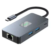 slomart USB-C adapter hub (7-v-1): HDMI, USB, SD/TF, RJ45 (2500 Mbps), PD