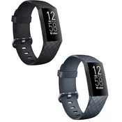 shumee 2x TRAK ZA Fitbit Charge 3/4 ČRNO SIVO TPU NEPREMOČLJIVO ZAPESTNICO L