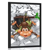 Plakat vesela opica - 60x90 silver