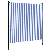 Vidaxl Zunanje rolo senčilo modro in belo 150x270 cm tkanina in jeklo