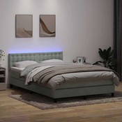 vidaXL vidaXL Box Spring postelja z vzmetnico svetlo siva 160x220 cm žametna, (21790749)