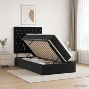 vidaXL LED Postelja za Shranjevanje z Blazino Črna 100 x 200 cm Žamet