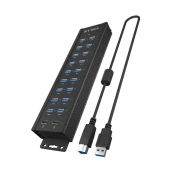 Raidsonic | 20-v-1 USB HUB z napajalnikom, gumbom za vklop/izklop in nosilci | IB-HUB1720-U3