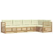 Set vanjskih sofa 5 kom. Bijela i krem Poliester