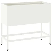 Vidaxl Povišano vrtnarsko korito Bela 60 x 26 x 48 cm Jeklo