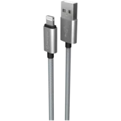CANYON Charge & Sync MFI braided cable with metalic shell, USB to lightning, certified by Apple, 1m, 0.28mm, Dark gray - CNS-MFIC3DG