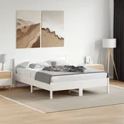 Posteljni okvir brez vzmetnice bel 150x200 cm trdna borovina