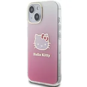 HELLO KITTY Ovitek za iPhone 15 Hello Kitty Pink trdi ovitek IML Gradient Galvansko prevleka