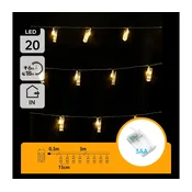 Aigostar - LED dekorativni lanac sa štipaljkama 20xLED/3xAA 3,3m topla bela