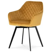 eoshop Jedilni stol, pokrov rumena žametna tkanina, kovinske noge, črna mat kisla kumarica DCH-425 YEL4