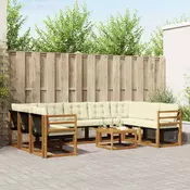 Set vanjskih sofa 10 pcs Prirodna i krem Cvrsto drvo akacije