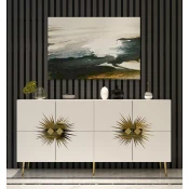 Hanah Home Konzola Nida KB150, 150x75x35 cm, Belo-zlatne boje