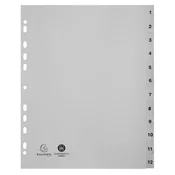 Register, plastika, A4+, 1-12, EXACOMPTA, sivi 2912E