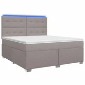 vidaXL Postelja boxspring z vzmetnico Taupe 140 x 190 cm Blago