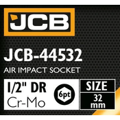 JCB Udarna alatka 1/2 32mm 6-oblik Cr-Mo KRAJNA kljuca