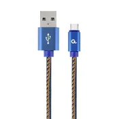 CC-USB2J-AMCM-2M-BL Gembird Premium jeans (denim) Type-C USB cable with metal connectors, 2 m, blue