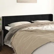 Vidaxl vidaXL Vzglavnik s krilci, črn 163x16x78/88 cm, žamet