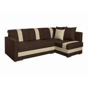 Kotna garnitura Edinburg 100 (Inari 28 + eko usnje Cayenne 1112) Rjava, Funkcija spanje, Predal, 230x155x82cm
