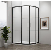 POLYSAN EASY BLACK Elegantna Četrtkrožna Tuš Kabina 1000x800mm, Mat Črna, Čisto Steklo