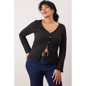 Trendyol Curve Ženska bluza Tbbaw26Af00068, Crna