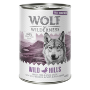 Ekonomicno pakiranje 24 x 400 g Wolf of Wilderness Free-Range Meat - Wild Hills - pacetina iz slobodnog uzgoja
