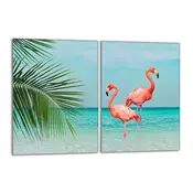 shumee Steklena zaščitna plošča za štedilnik 2x40x52 Flamingo