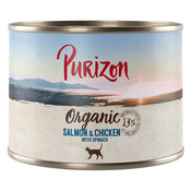 Ekonomično pakiranje Purizon Organic 24 x 200 g - Losos i piletina sa špinatom