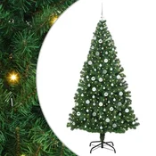 Vidaxl Umestno božično drevo Zelena 210 cm PVC, jeklo in plastika