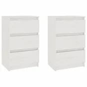 Vidaxl Nočna omarica 2 kosa bela 40x29,5x64 cm trdna borovina