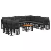 Set vanjskih sofa 11 pcs Crna i tamno siva Poliester