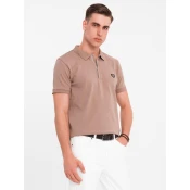 Ombre Mens polo shirt with zipper neckline - light brown