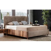 Casa Padrino Luxury Double Bed Gray/Brown/Copper 193 x 225 x H. 115 cm - Solid Wood Bed - Bedroom Furniture - Hotel Furniture - Luxury Furniture - Luxury interior