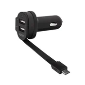 XQISIT Car Charger 6A Dual USB+micro USB black (20425)