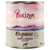 Ekonomicno pakiranje Purizon Organic 24 x 800 g - Pacetina i piletina s tikvicom