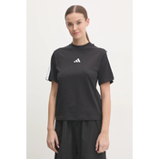 Bombažna kratka majica adidas Essentials ženska, črna barva, JM2393
