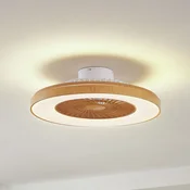 Lindby LED stropni ventilator Teleo, O 58 cm, barva lesa, CCT - Dnevna soba/jedilnica - Sodobni - lesna zrna, bela - Plastika