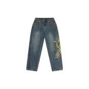 Ed Hardy Kavbojke Kriechender Drache kremna / temno modra / neonsko zelena / temno oranžna